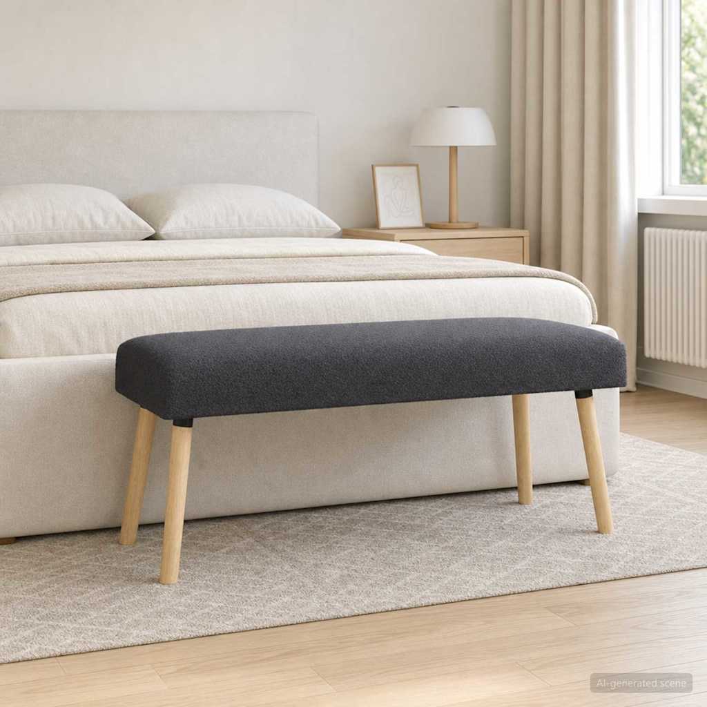 Bench Uni Dark Gray 110 X 40 X 46 Cm Boucle