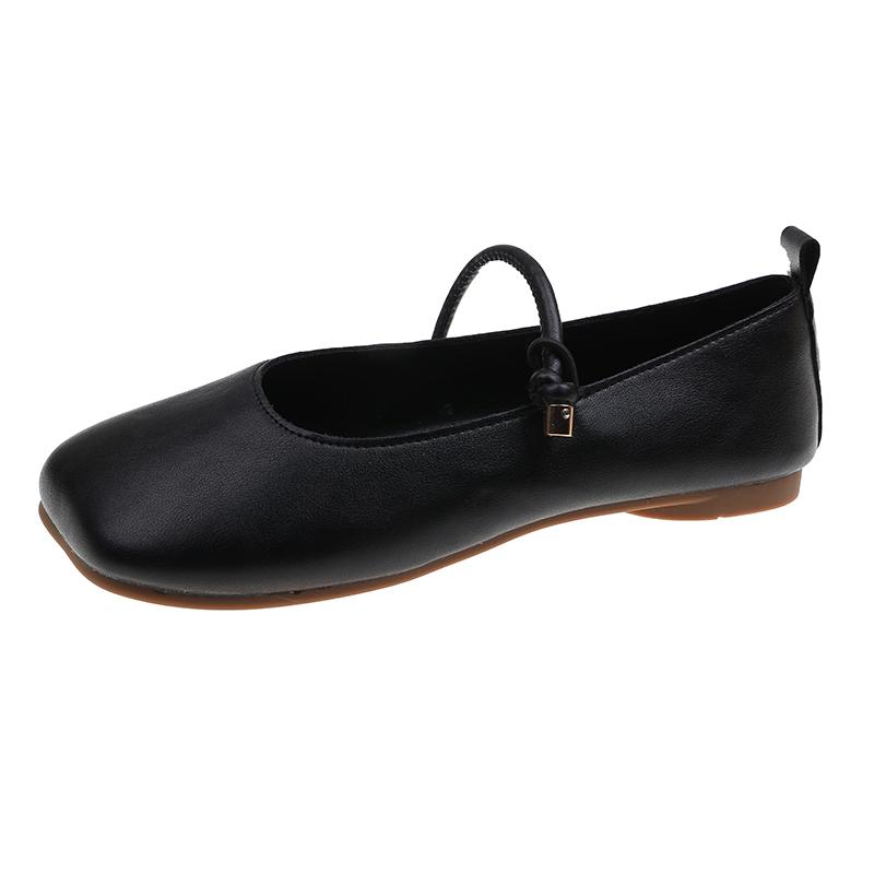 Fashion Ladies Shoes On Sale 2025 Stylish Black Leather Flat Shoes for Women Comfortable and Versatile Single Shoes for Everyday Wear