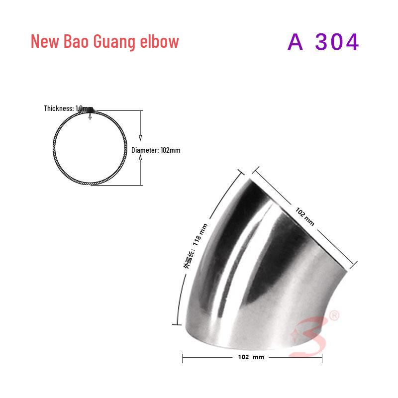 

304 Stainless Steel Elbow Pipe Fittings, 45° Welded, Diameter 102-133mm