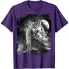 Wolf Family Howling Graphic Tee Black White Print Casual Round Neck Tshirt For Men