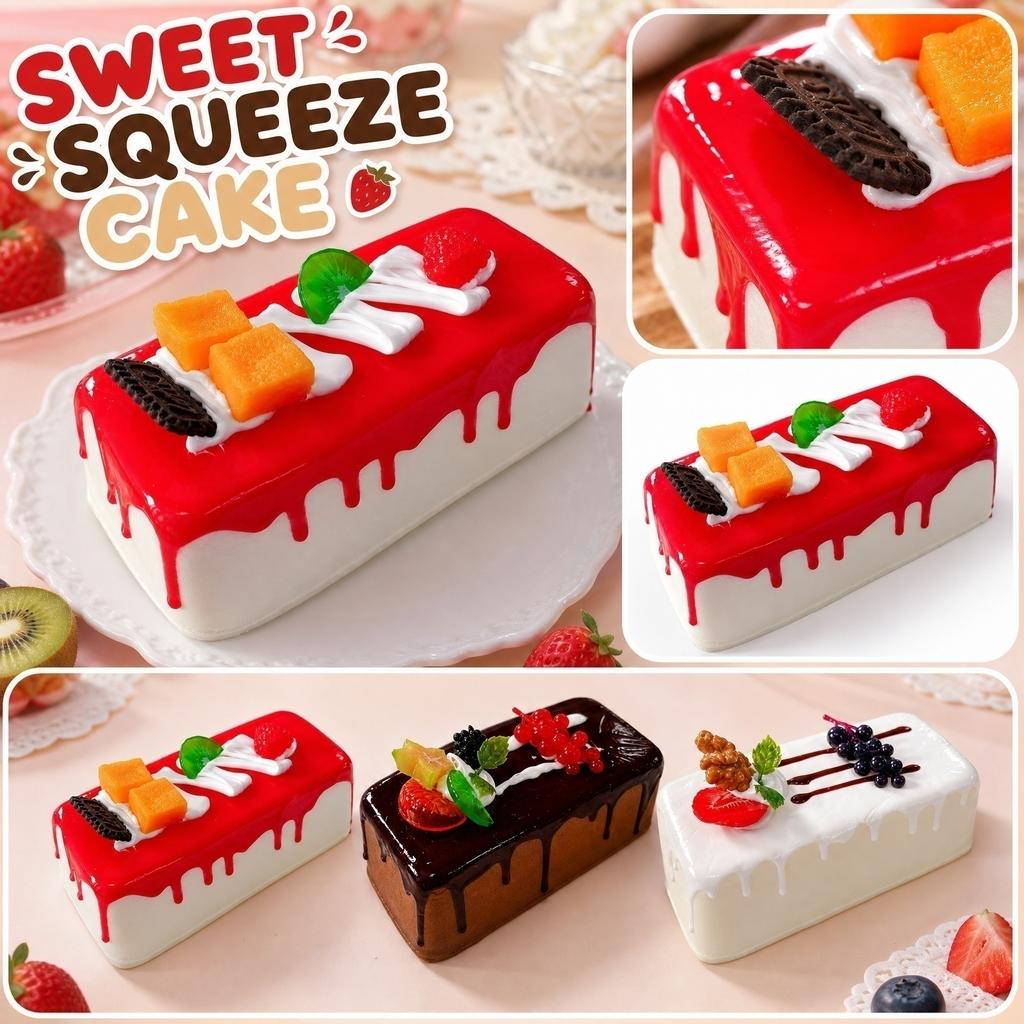 Squishy Ice Cream Fruit Cake Toy Slow Rising Soft PU Foam Dessert Shape Stress Relief Squeeze Toy for Kids and Adults