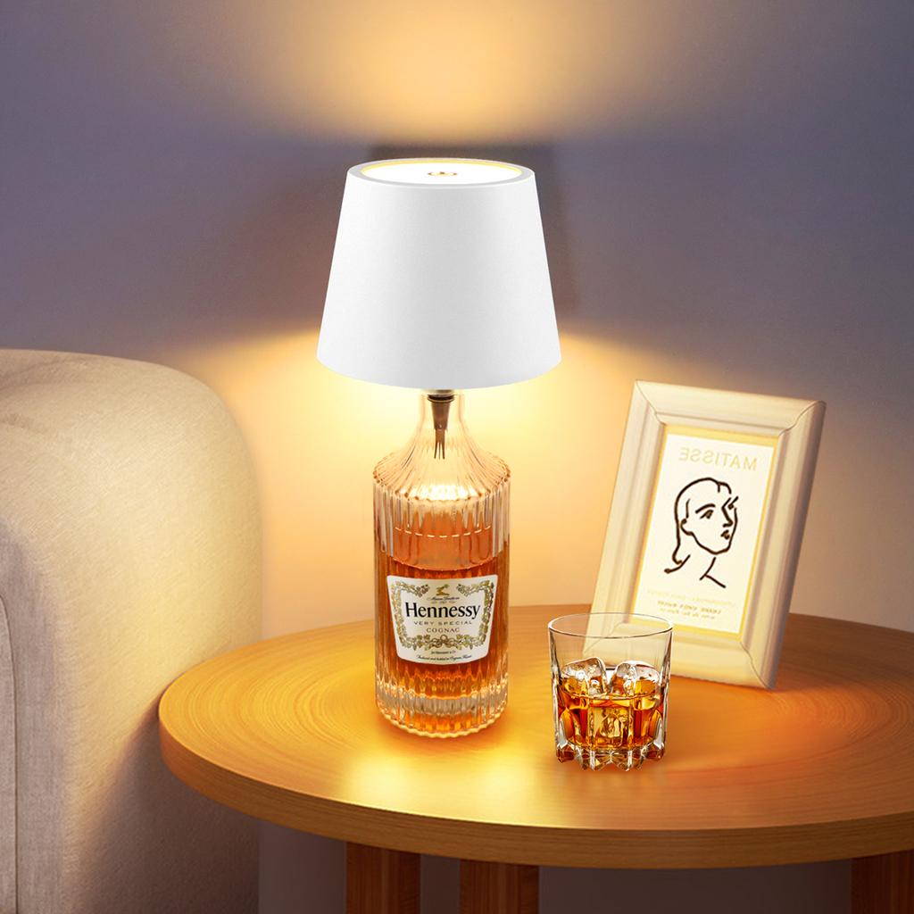 USB Charge Bottle Table Lamp Touch Control of 3 Colors and Stepless Dimming Night Lamp Suitable for Bar Wine Bottles Desk Lights