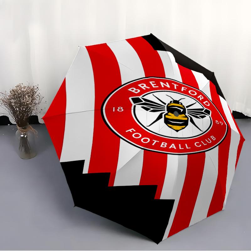 Bedruckter Fußballclub-Logo Bedruckter Faltschirm, Outdoor-, Freizeit-, und Regenschirm für Reisen, Strapazierfähiges Schirmgewebe, Geburtstags- und Feiertagsgeschenk