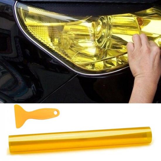 Gloss Golden Tint Yellow Headlight 3000K Light Fog Taillight Vinyl Film