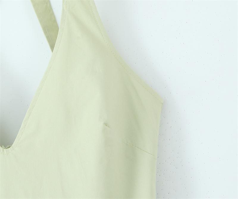 New Deep V-Neck Halter Pleated Waist-Cinching Slim Dress