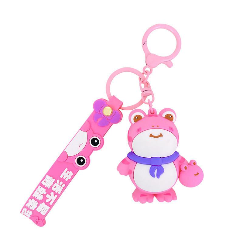 Cute Cartoon Frog Keychain Pvc Material Perfect For Backpacks And Keyrings