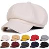 Soft Warm Winter Painters Cap With Solid Color Cotton Newsboys Cabbie Hat For Women Casual Outfit Everyday Essential