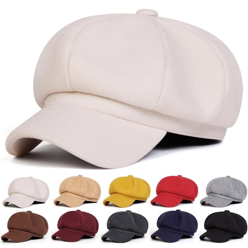 Soft Warm Winter Painters Cap With Solid Color Cotton Newsboys Cabbie Hat For Women Casual Outfit Everyday Essential