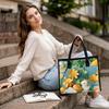 Cute Duck Floral Print Casual Tote Bag Lightweight Daily Reusable Shopping Handbag for Outdoor