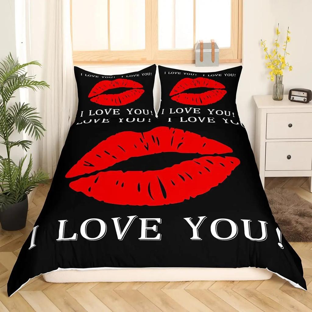Couple King Duvet Cover Love Birds Bedding Set Heart Tree Branch Comforter Cover Romantic Love Anniversary Polyester Quilt Cover