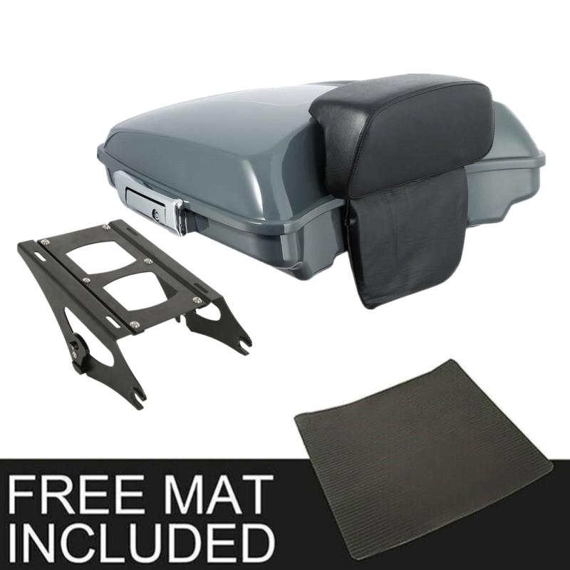 Motorcycle Razor Trunk Backrest Rack For Harley Touring Road Glide Street Glide 2014-2025 Gunship Gray