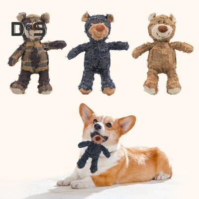 Brinquedo de mastigar para cachorro que faz barulho, urso de pelúcia interativo com som, brinquedo de limpeza de dentes de cachorro indestrutível para mastigadores agressivos
