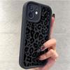 Gray Leopard Print Black Groove iPhone 14/15/16/17 Pro Max Protective Case