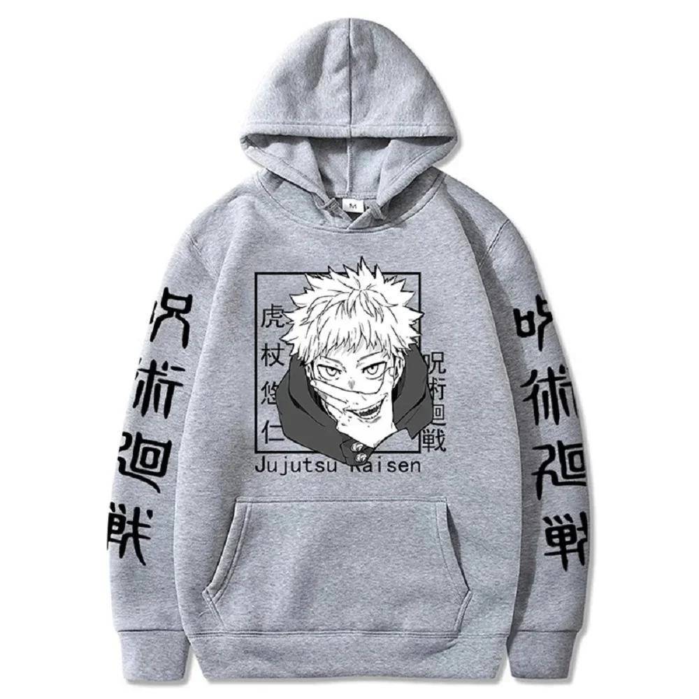 Japanese Anime Print Sweatshirts Jujutsu Kaisen Hoodie Harajuku Autumn Winter Streetwear Clothe Yuji Itadori Plus Size Hoodie
