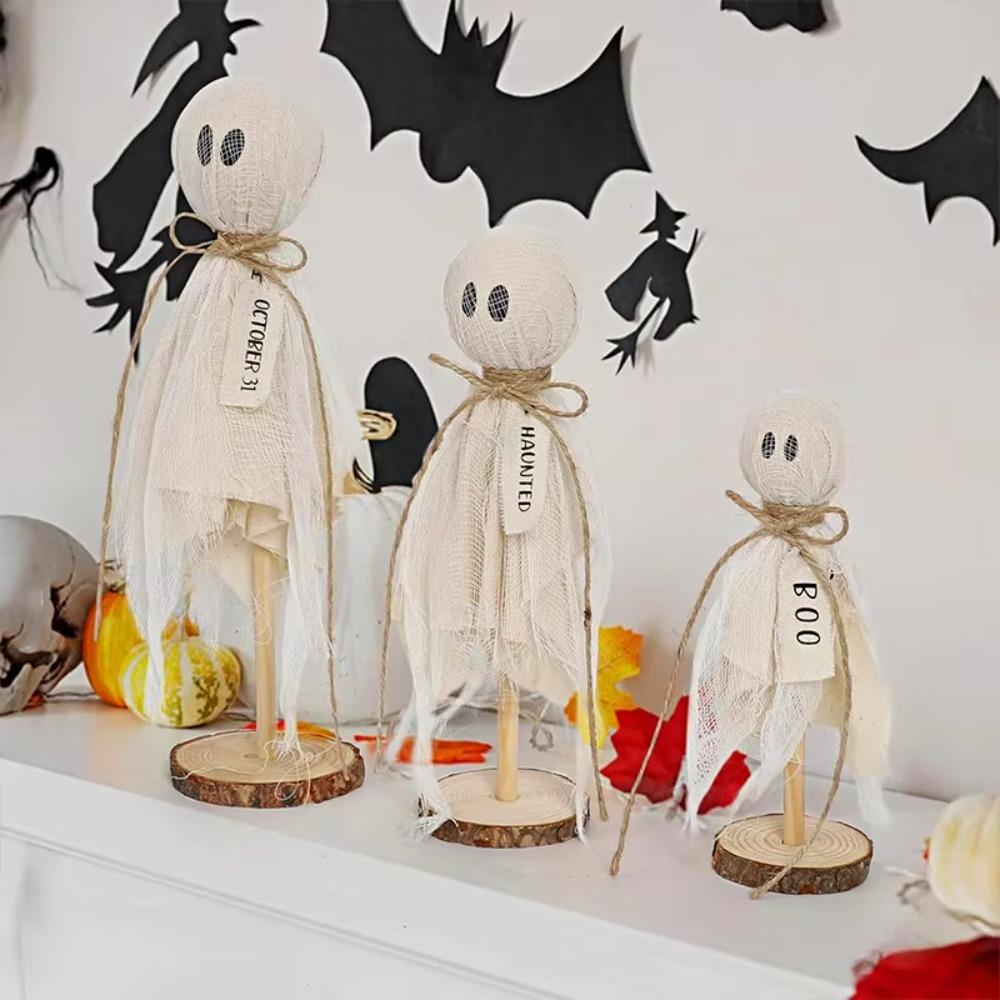 Wooden Crafts Ghost Wooden Stand Spooky Design Handmade Decor Spooky Wooden Decor Hand Painted Halloween Home Ambience Ornaments