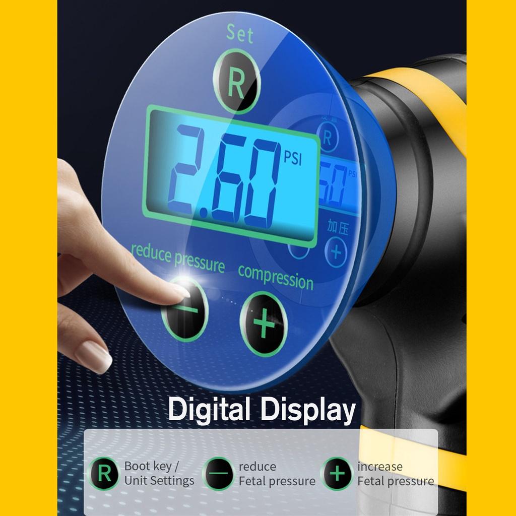120W Handheld Cordless Car Tyre Air Compressor Pump USB Wireless Car Tire Inflator Pump + Digital Display for Motorcycle Bicycle