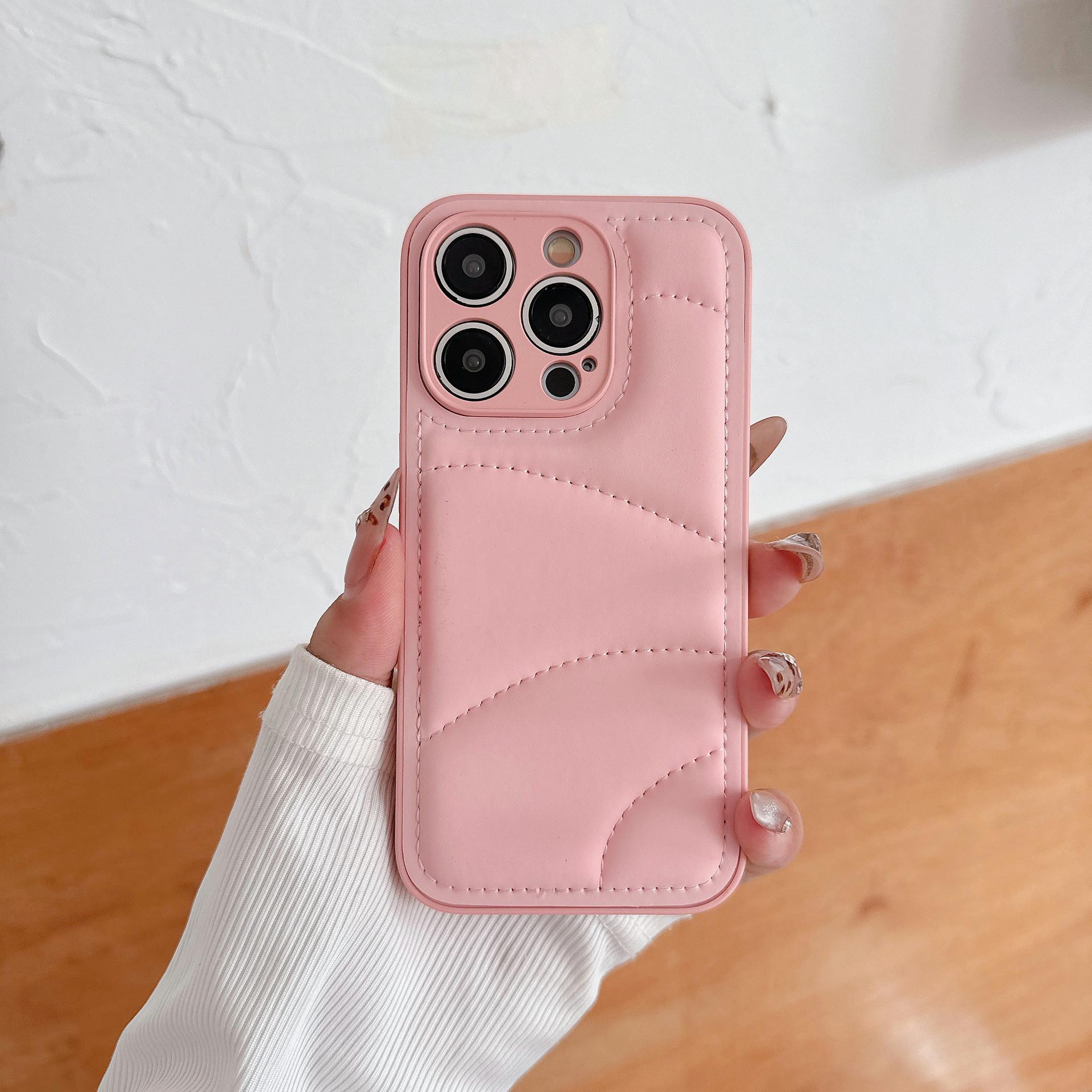 

Снимающая стресс куртка-пуховик подходит для чехла для телефона Apple 16promax, кожаного чехла 15pro, 14 нишевой 13 защитной накладки iPhone11 розовый