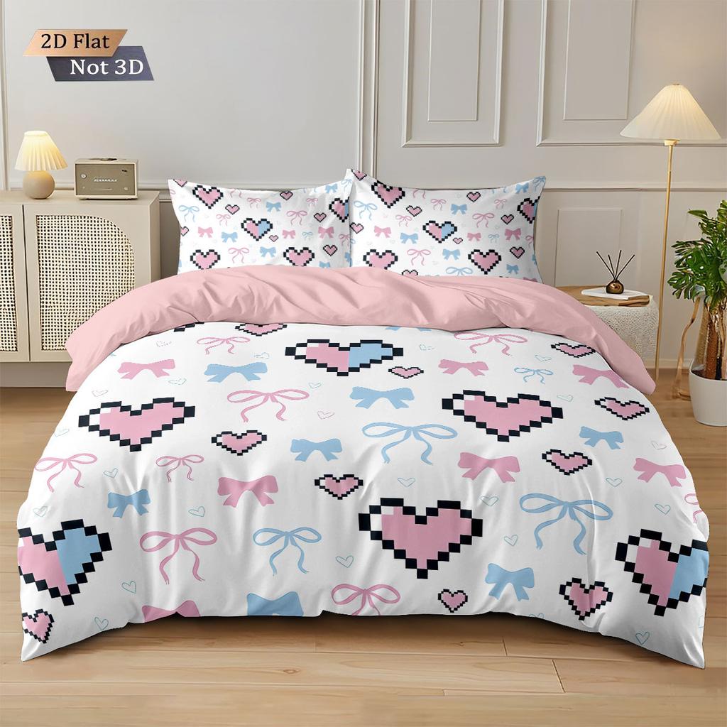 Comforter Cute Bow Love Bedding Set Ladies' Gift Pink Girl'S Room Decoration Single Double Large Size