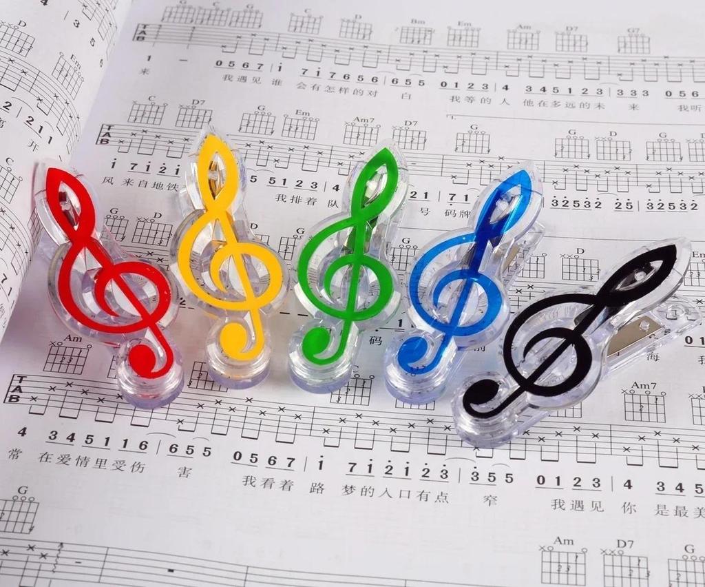 3Pcs/set Book Paper Sheet Clips Steel Spring Score Funny Mini Music Folder Clips Decorative Paper Musical Notation Clip