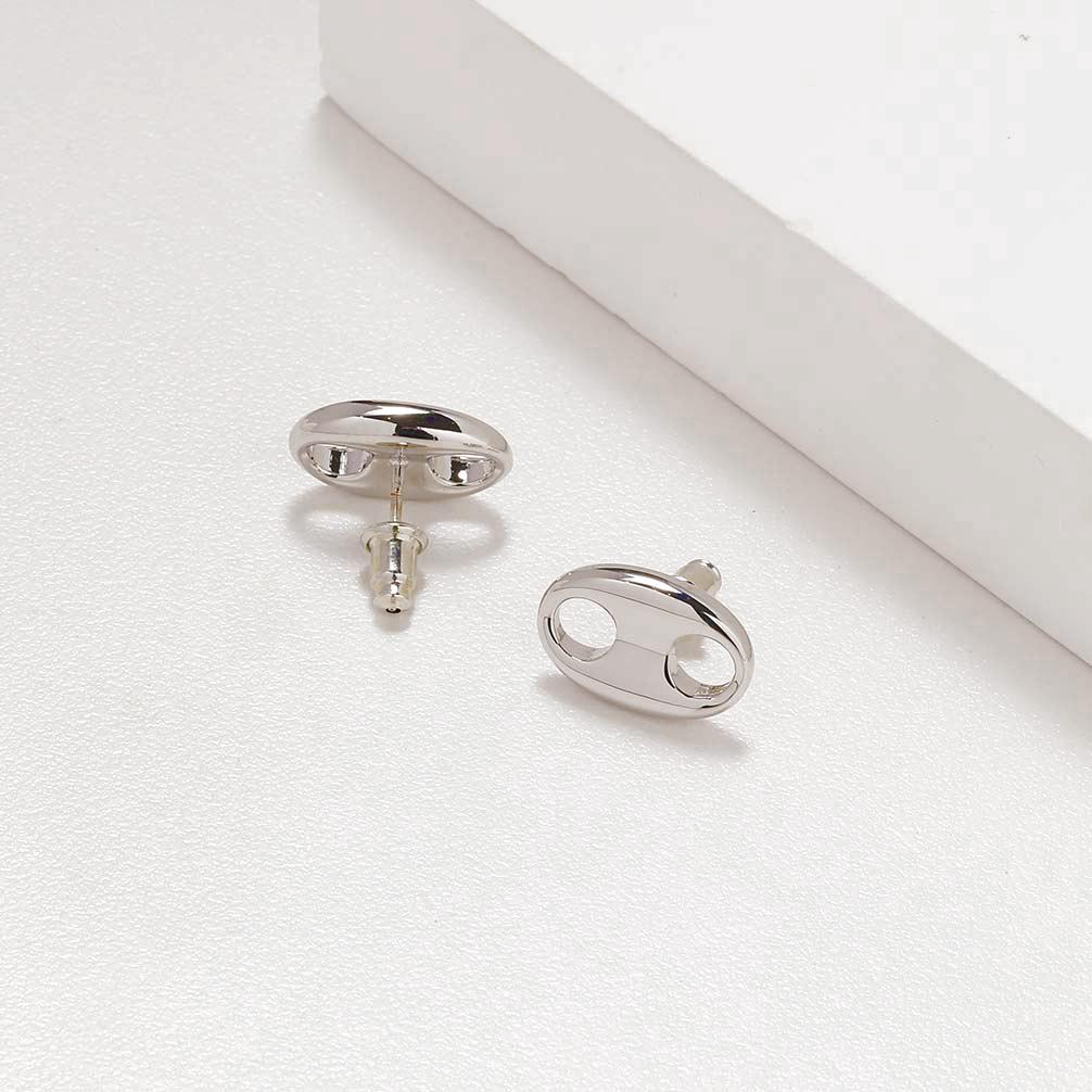 

інс стиль простий нішевий універсальний висококласний сережки S925 срібна голка п ятачок універсальні сережки для проколотих вух срібний