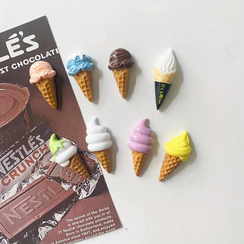 8pcs Mini Ice Cream Cone Fridge Magnets, Suitable For Kitchen And Dining Room Decoration