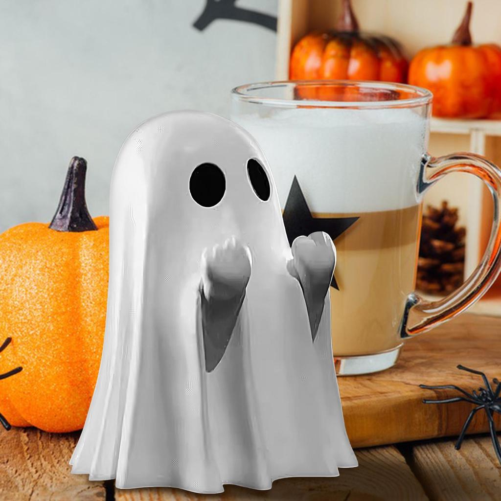 Spooky Cute Finger Ghost Statue Ornaments, Perfect for Indoor & Porch Halloween Decor for Shelf Home Festive Party Tabletop
