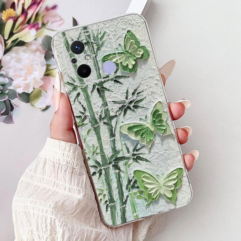 For Xiaomi Redmi 12C Case Cute Cat Luxury Butterfly Painted Cover 6.71'' Soft Silicone Phone Cases For Redmi 12C Redmi12C Fundas
