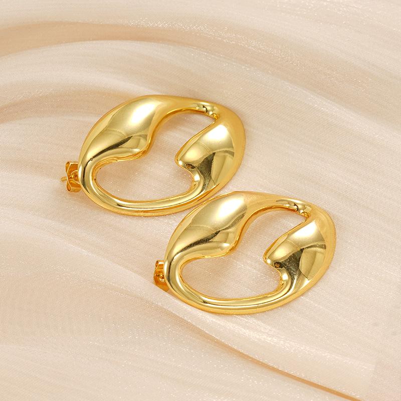 Fengxin stainless steel irregular hollow retro stud earrings women's fashion versatile geometric earrings