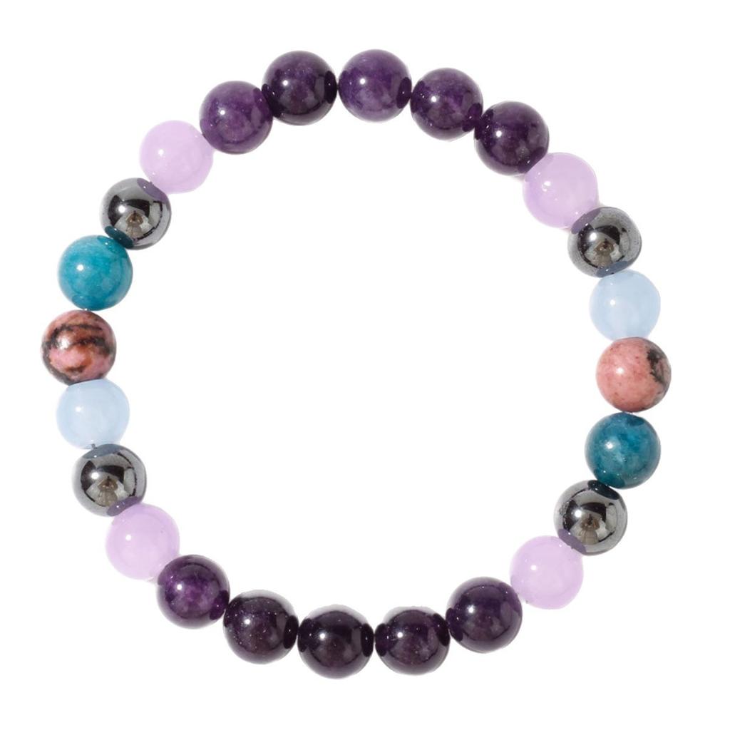 Amethyst Rhodonite Aquamarine Chrysocolla And Hematite Beaded Bracelet Multicolor Fashion Jewelry For Daily Wear Simple Versatile Accessory