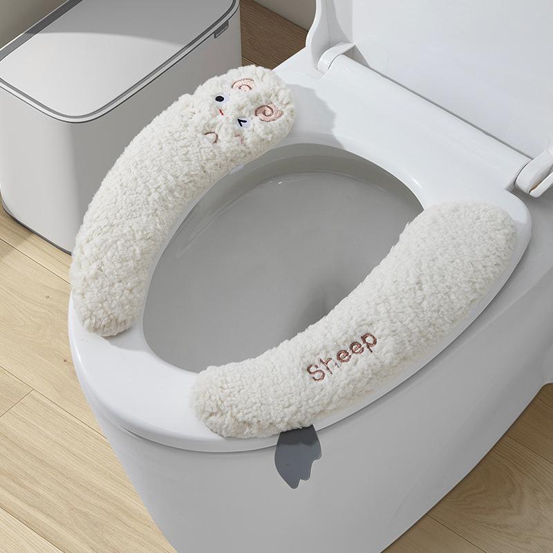 

2 пары симпатичных чехлов на сиденья унитаза, утолщенные зимние теплые универсальные подушки для сидений с ручкой, многоразовые детские коврики для сидений для обучения пользованию унитазом белый