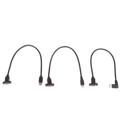 מחבר מיקרו USB USB 3.1 זכר ל-USB Type-C USB 3.1 נקבה כבל מאריך 17 מ"מ עם ברגים חור להרכבה בפאנל 0.3 מ'