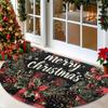 1Pcs Plaid Wreath Xmas Semi Circle Welcome Doormat Non-Slip for Outdoor Patio Porch Kitchen Bathroom Entryway Floor Mat