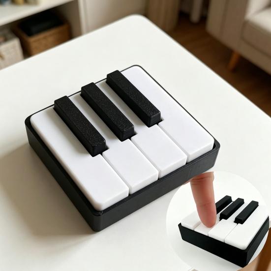 Klaviertastatur Clicker Fidget Spielzeug, 3D-gedruckter Schreibtisch-Stressabbauer, Niedliche musikalische Figur für Büroschreibtisch-Dekoration, Angstlösendes Geschenk