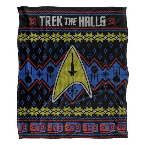 Star Trek Trek the Halls Ugly Silky Christmas Sweater Supersoft Blanket