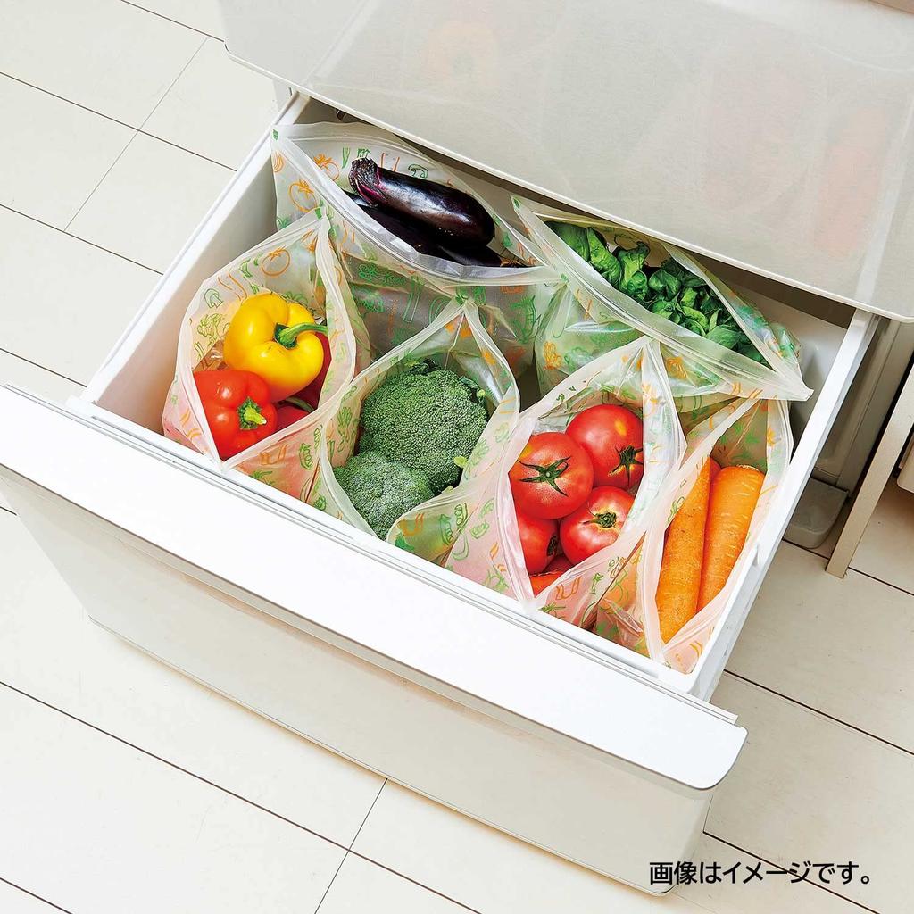 Bestco Cojit Gemüse und Obst Frische bewahren Wiederverwendbare Tasche Gemüsetasche 5 Stück Shaki-chan