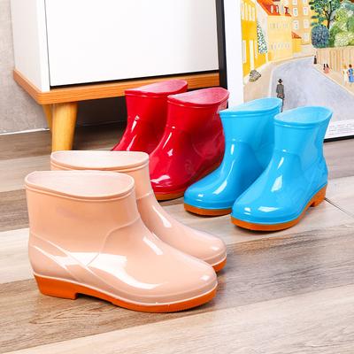 Rutschfeste modische Samt-Kurzschaft-Regenstiefel für Damen, PVC-Rindersehnensohle, einfarbige Niedrigschaft-Wasserschuhe für Damen