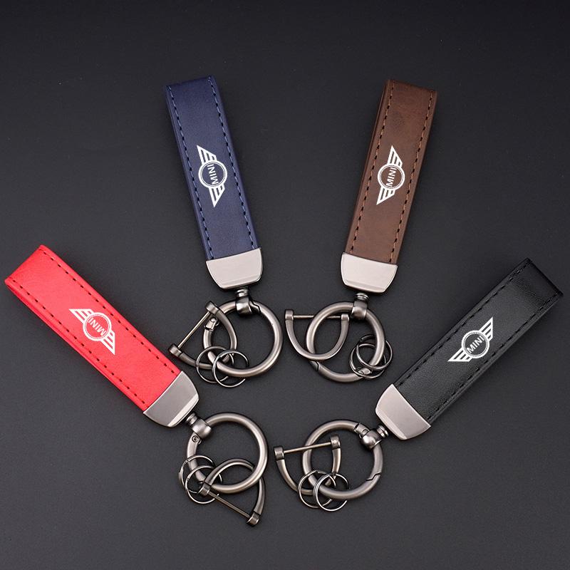 Leather Car Key Chain Ring For BMW Mini Cooper One S Countryman R50 R53 R56 R60 F55 F56 F57 Clubman JCW Keychain Car Accessories Pwaxk99
