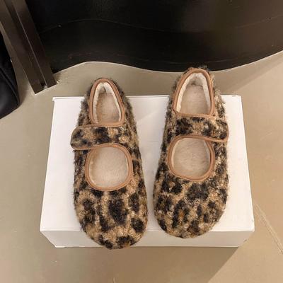Warm and Piled Heightening Cotton Shoes Doudou Shoes French Retro Birkenstocks Fluffy Shoes Outer Wear Autumn