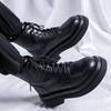 men fashion platform boots lace-up natural leather shoes party nightclub dress high motorcycle boot handsome spring autumn botas