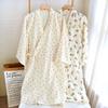 2023 Damen Krepp Double Gauze Kimono Nachthemd - Langärmlig, Locker sitzend Homewear Bademantel