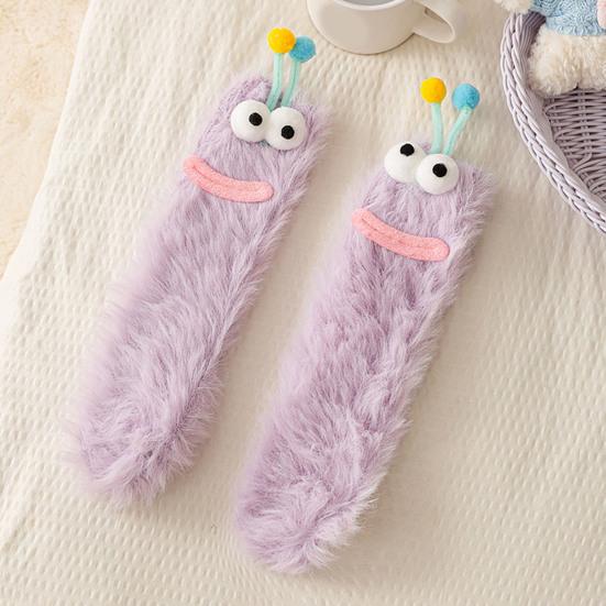 Urocze Puszyste Skarpety Przytulne Ciepłe Miękkie Skarpety z Dużymi Oczami Długowłose Zabawne