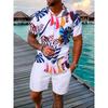 Men Sportswear 2PCS Shirts Suits Man 3D print Fashion Shirts+Shorts Two Piece Sets Hawaii Beach lapel Shirt Set Unisex Clothing