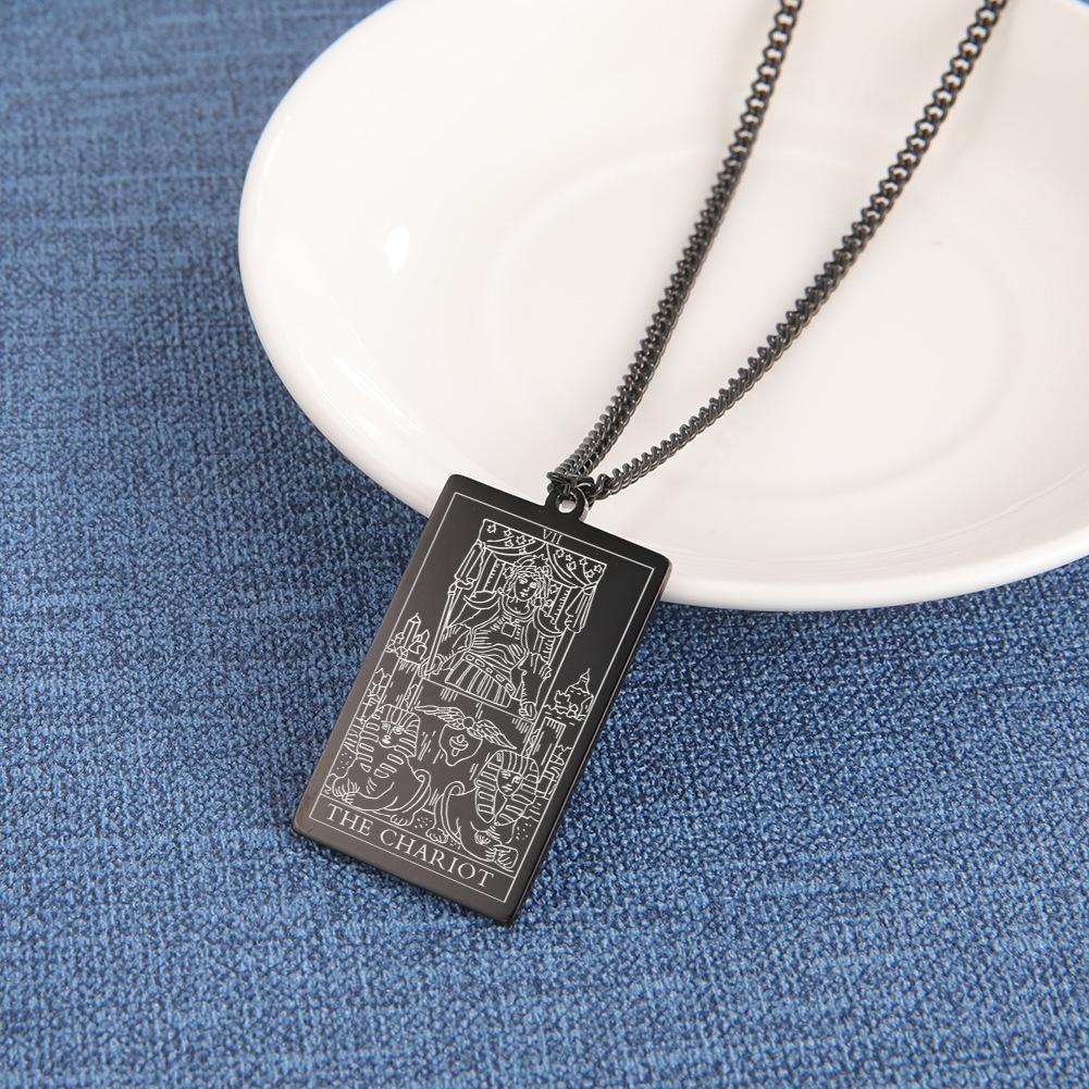 Collana Pendente Tarot da Uomo Hip Hop Acciaio di Titanio Catena Accessorio di Tendenza