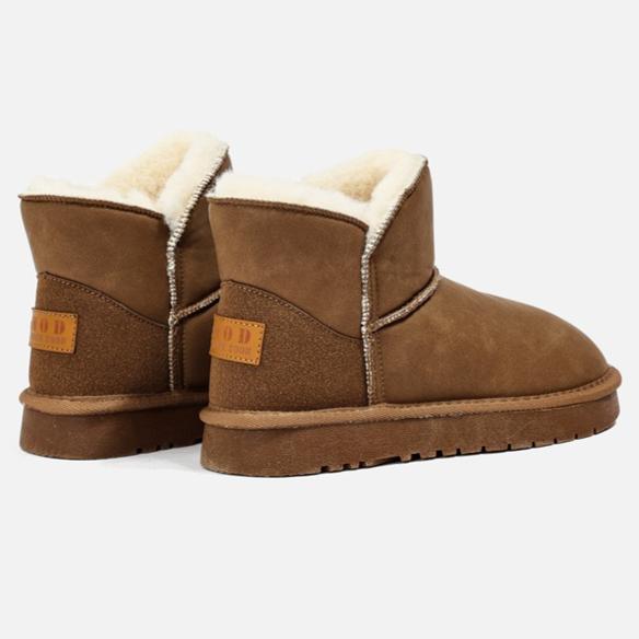 Damen Winter Schneestiefel mit Kunstfellfutter Plateau Kunstveloursleder Stiefeletten Chunky Warm Plüsch Schlupfstiefel Bequem Rutschfest Kurze Stiefeletten Schuhe für Damen