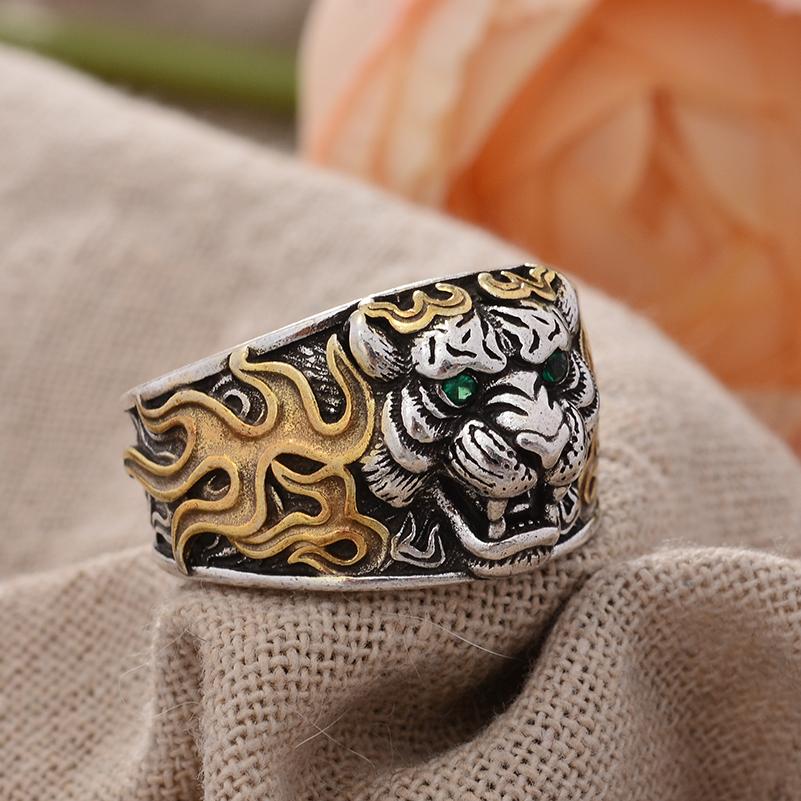 Domineering Personality Retro Tiger Animal Thai Silver Man Punk Ring Rock Party Gifts Promotion Cheap Never Fade