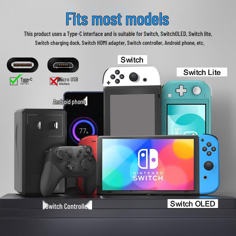 Nintendo Switch Fast Charge 15V/2.6A Safe & Stable Charger for Console & Peripherals