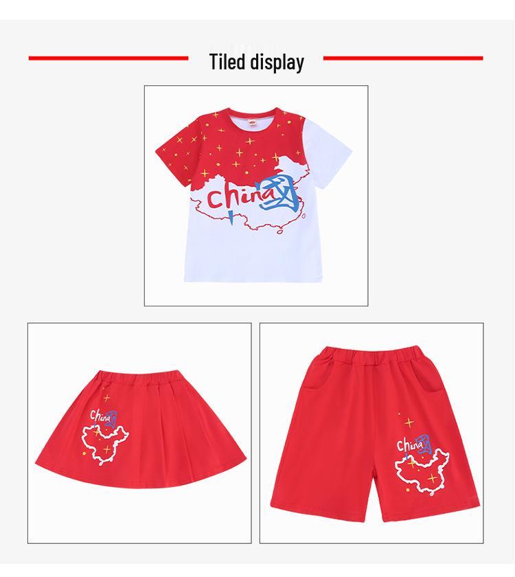 Chinese Style Cheerleading Costume for Boys & Girls - Summer Kindergarten Performance Outfit