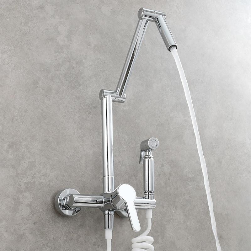 

Tuqiu Складной кухонный смеситель Латунный Черный Смеситель для кухонной мойки Горячей и Холодной Воды Настенный С распылителем Вращающийся Смеситель для мойки