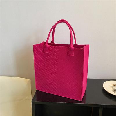 2025 New Solid Color Casual Vertical Portable Women's Shoulder Bag Solid Color Car Casual Large Capacity Felt Bag