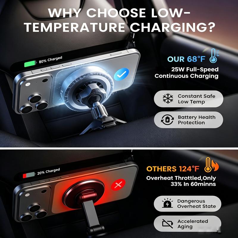 Reliable 15W 25W Magnet Car Charger Wireless Air Vent Phone Holder with Advanced Heat Dissipation Modern Driving Accessory